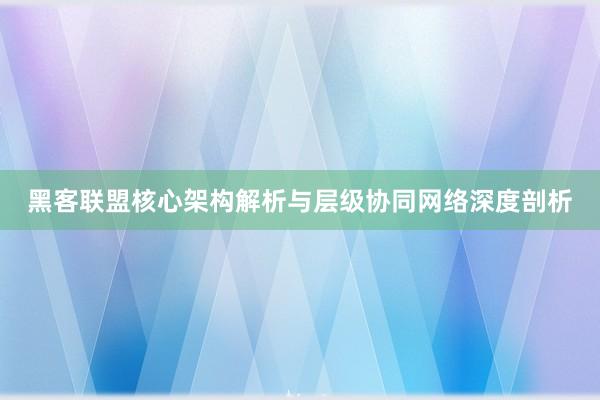 黑客联盟核心架构解析与层级协同网络深度剖析